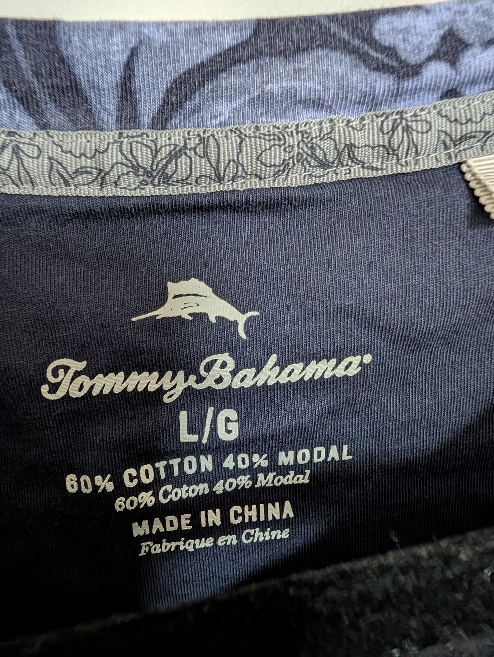Tommy Bahama Navy Floral Short Sleeve Tee - Picture 2 of 3